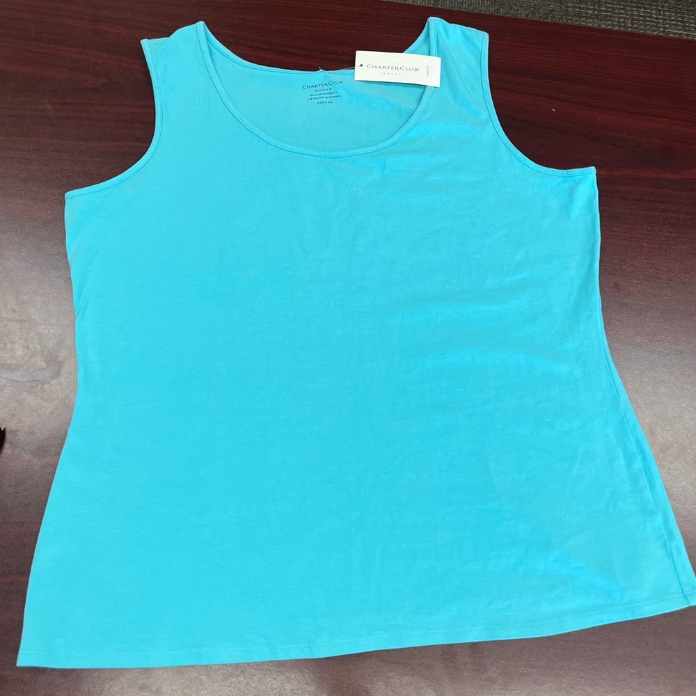 NWT! Charter Club Tank Top, size 0X, color aqua
